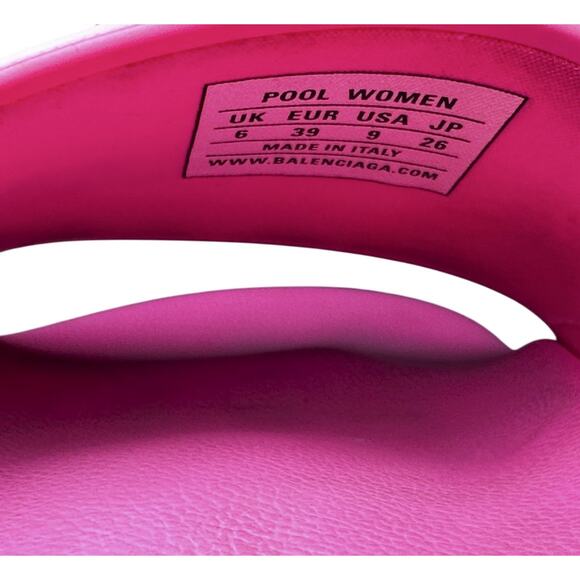 Balenciaga Fluo Pink Logo Rubber Beach Pool Slides Sandals Size 39 - Picture 7 of 8